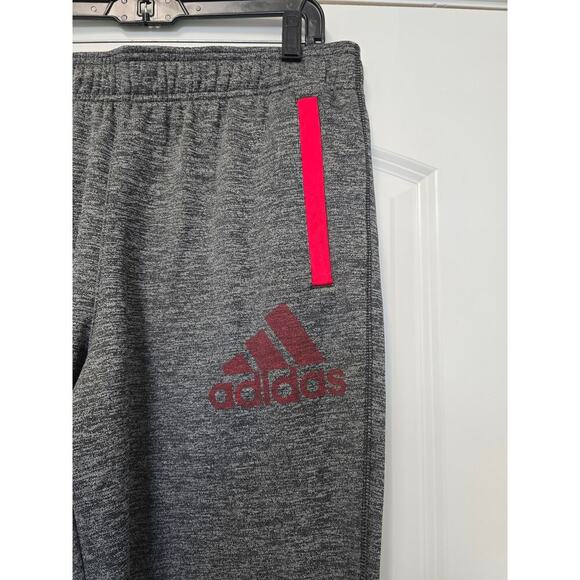 Adidas Mens Climawarm Sweatpants Size Large Gray Red Trim Elastic Waist Active - Picture 3 of 8